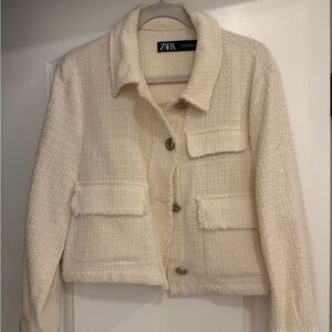 Zara Women's Textured Cream Jacket